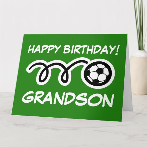 Grandson Happy Birthday card with soccer ball
