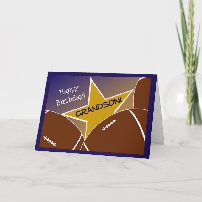 Grandson - Happy Birthday Football Loving Grandson Card (Front)