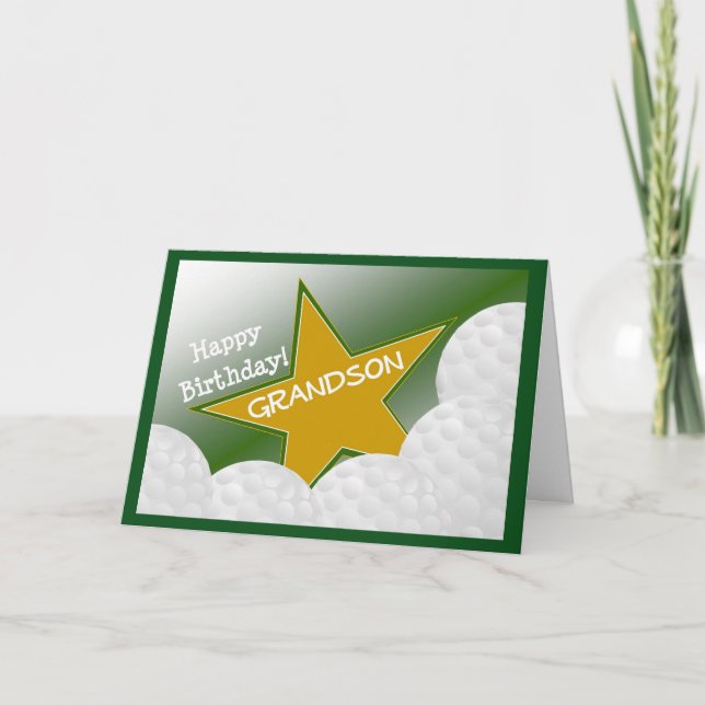 Grandson - Happy Birthday Golf Loving Grandson! Card (Front)