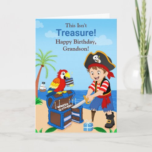 Grandson Happy Birthday Pirate Treasure Card