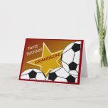 Grandson - Happy Birthday Soccer Loving Grandson Card<br><div class="desc">Fun card to wish your soccer loving grandson a happy birthday. Add a picture of your grandson wearing his favorite soccer team's uniform to the inside of the card for an extra special touch.</div>