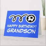 Grandson Happy Birthday soccer sport greeting card<br><div class="desc">Grandson Happy Birthday soccer sport greeting card.
Cute kids card with sporty design for boy or girl.
Personalize with custom name and background color.
Cheerful card for son,  grandchild,  grandchildren,  daughter,  granddaughter,  children etc.
Also available as big oversized cards.</div>