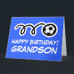Grandson Happy Birthday soccer sport greeting card<br><div class="desc">Grandson Happy Birthday soccer sport greeting card.
Cute kids card with sporty design for boy or girl.
Personalize with custom name and background color.
Cheerful card for son,  grandchild,  grandchildren,  daughter,  granddaughter,  children etc.
Also available as big oversized cards.</div>