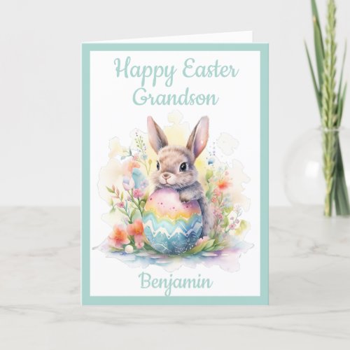 Grandson Happy Easter Bunny Egg Cute Holiday Card