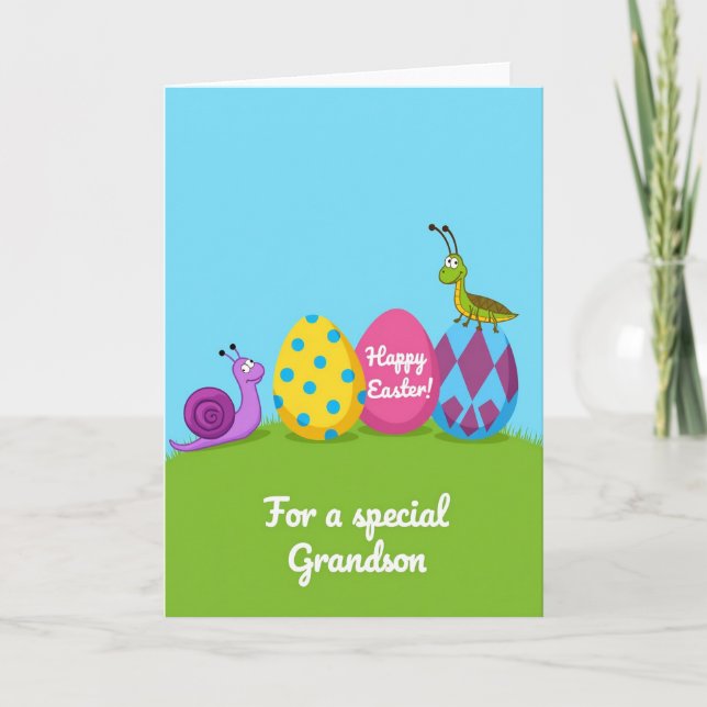 Grandson Happy Easter Scene Card (Front)