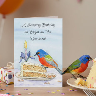 Grandson Happy February Birthday Painted Bunt Card