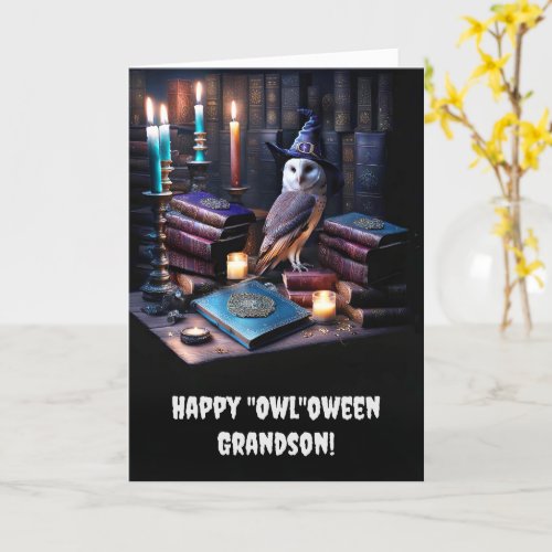 Grandson Happy Halloween with Cute Mystical Gothic Card