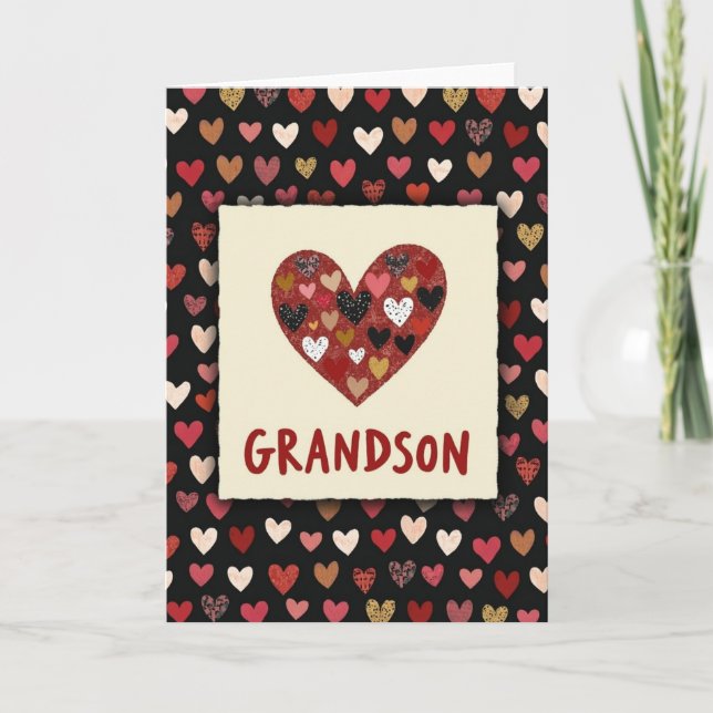 Grandson Hearts Pattern Card (Front)