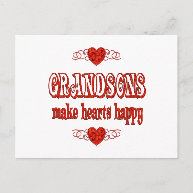 Grandson Hearts Postcard (Front)