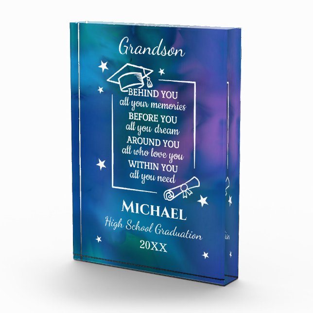Grandson High School Graduation Custom Name Year  Acrylic Award (Right)