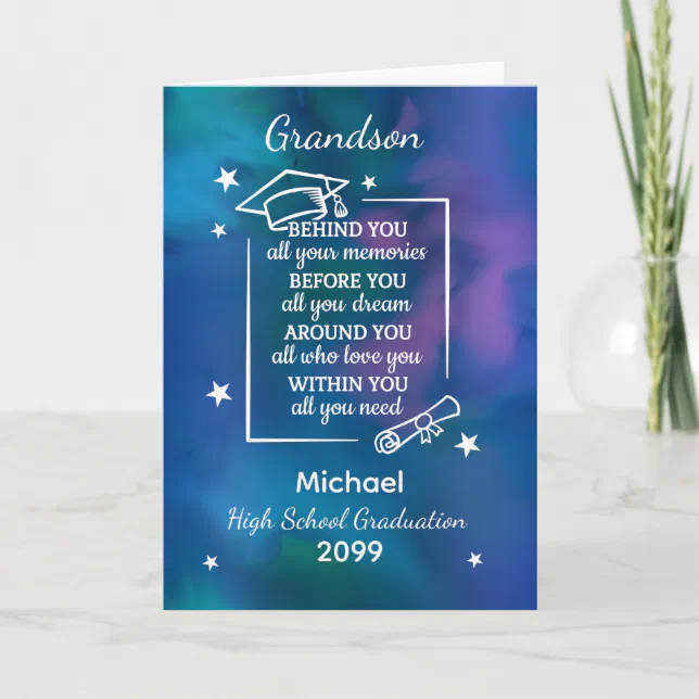 Grandson High School Graduation Custom Name Year Card | Zazzle