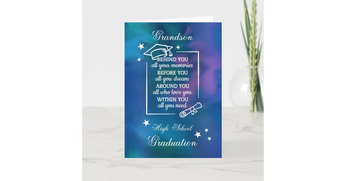 Grandson High School Graduation Quote Watercolor Card | Zazzle