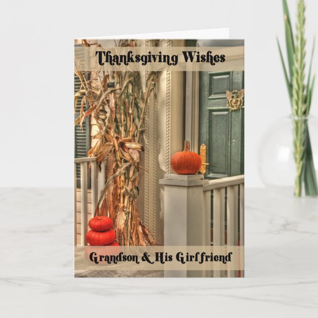 Grandson & His Girlfriend Happy Thanksgiving Holiday Card (Front)