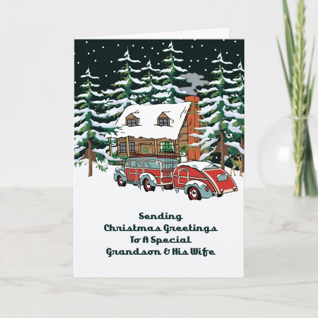 Grandson & His Wife Christmas Greetings Holiday Card (Front)