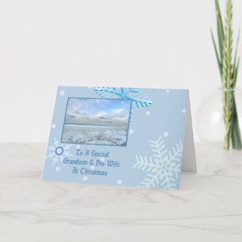 Grandson & His Wife Winter Lake Christmas Holiday Card by freespiritdesigns at Zazzle
