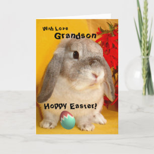 Grandson / Hoppy Easter - Painted Easter Bunny Holiday Card