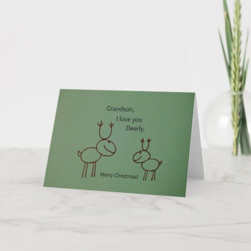 Grandson I love you Deerly Holiday Card