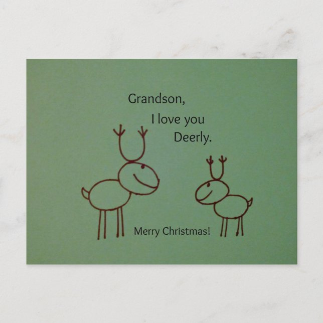 Grandson, I love you Deerly. Postcard (Front)