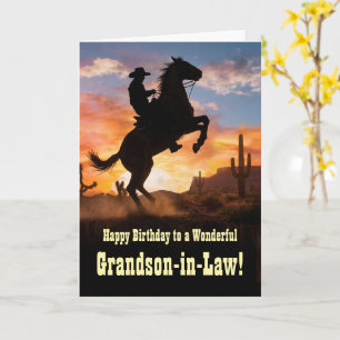 Grandson in Law Happy Birthday Western Cowboy  Card