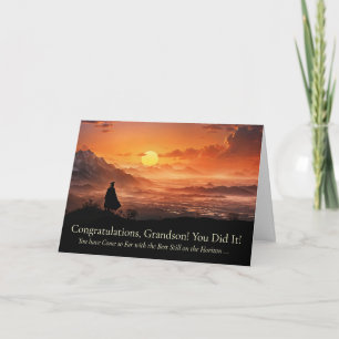 Grandson Inspiring Congratulations Graduation Cap  Card