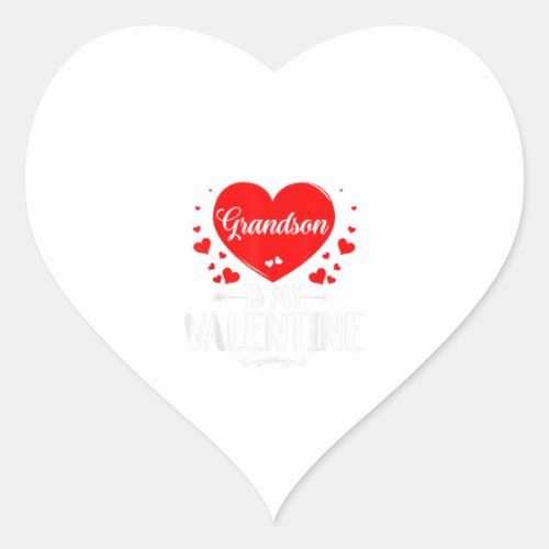 Grandson Is My Valentine Matching Fam Grandma Gift Heart Sticker