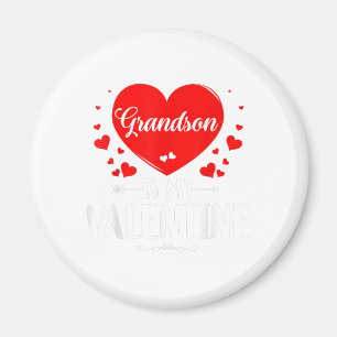 Grandson Is My Valentine Matching Fam Grandma Gift Magnet