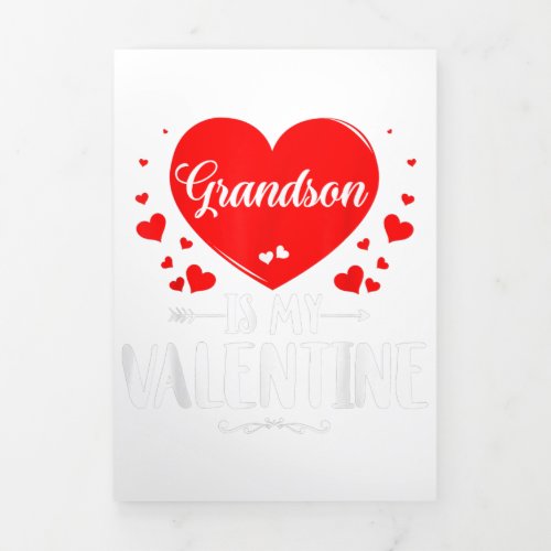 Grandson Is My Valentine Matching Fam Grandma Gift Tri_Fold Announcement