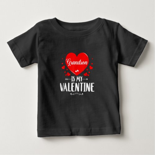 Grandson Is My Valentine Matching Family Grandma Baby T_Shirt