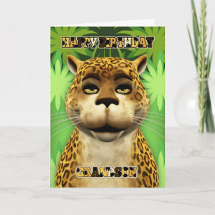 Grandson Leopard Jungle Birthday Card