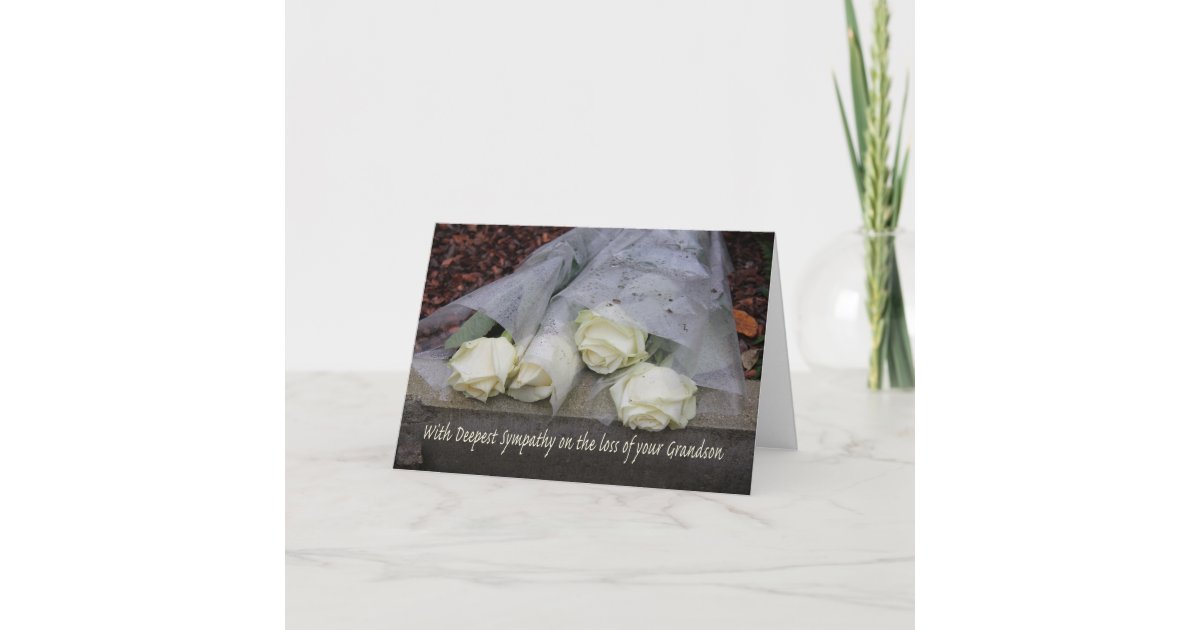Grandson loss Rose sympathy Card Zazzle