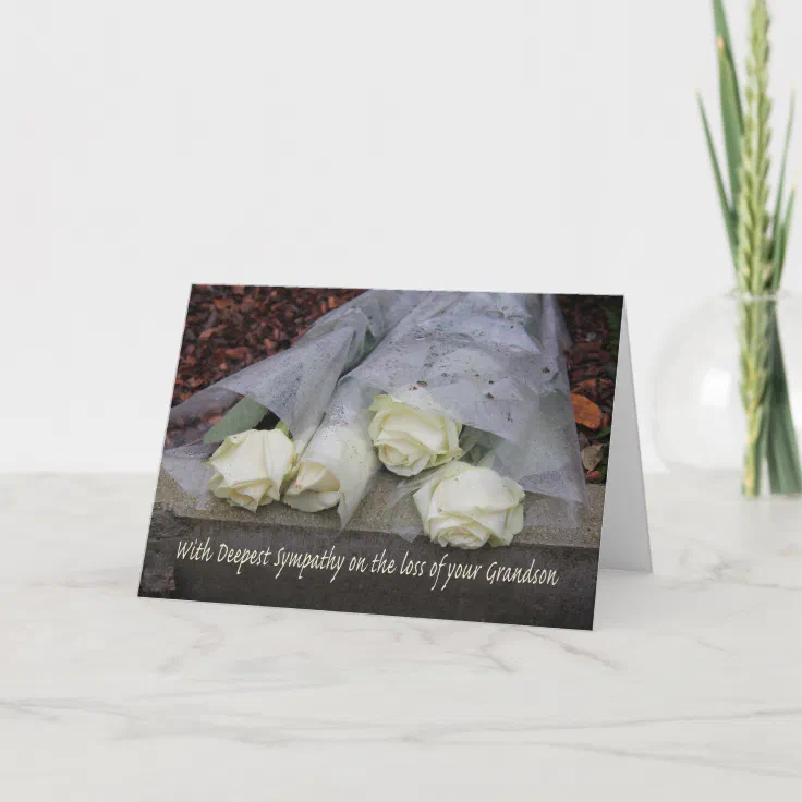 Grandson loss Rose sympathy Card Zazzle