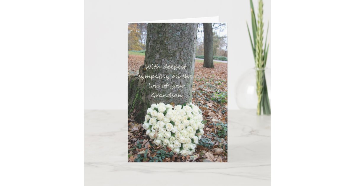 Grandson loss Rose sympathy Card Zazzle