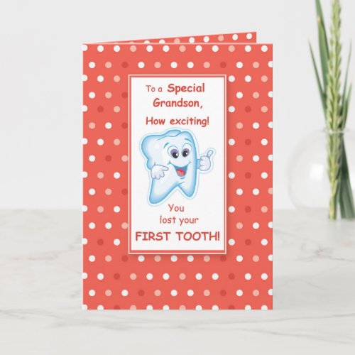 Grandson Lost First Tooth Congratulations Orange Card