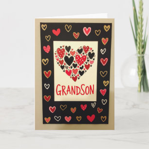 Grandson Love Hearts Card