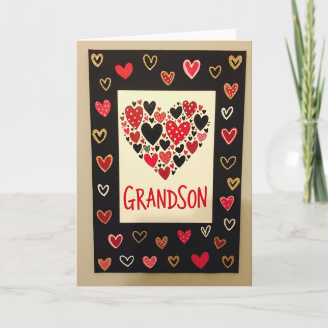 Grandson Love Hearts Card (Front)