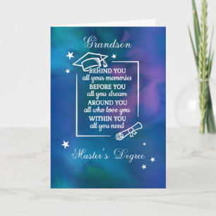 Grandson Master’s Degree Graduation Quote Blue Card