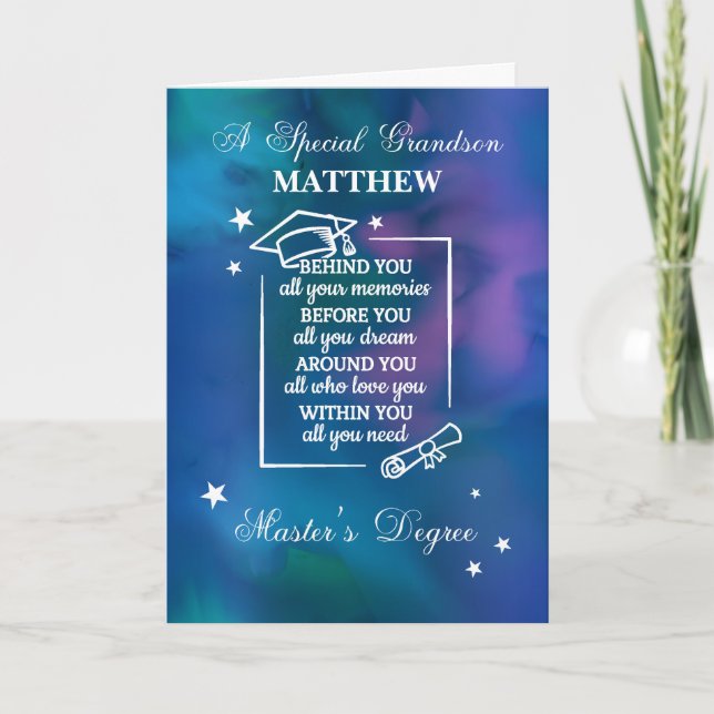 Grandson Master’s Degree Graduation Quote Card (Front)