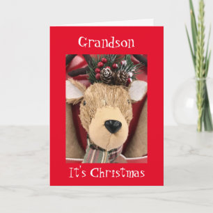 **GRANDSON** MERRY CHRISTMAS FROM REINDEER CARD