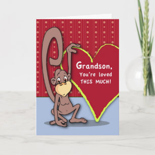 Grandson Monkey Valentine Holiday Card