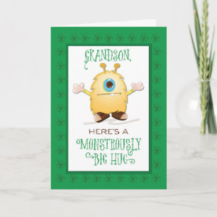 Grandson Monster Hug St. Patrick's Day Shamrocks Card