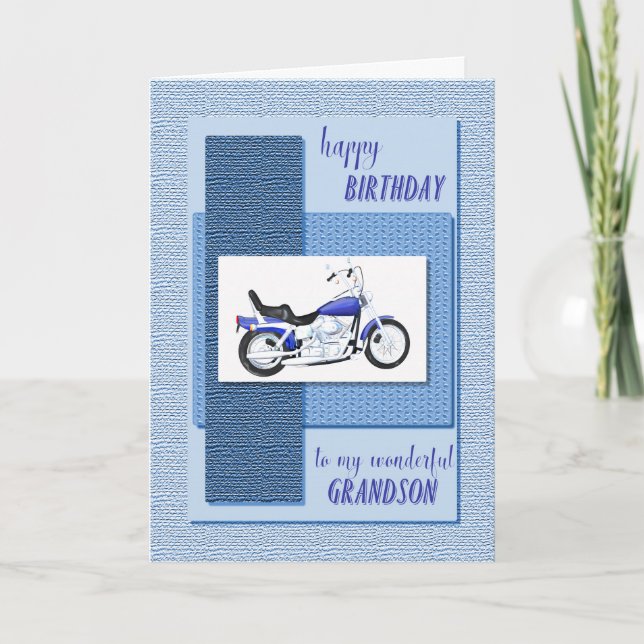 Grandson, motor bike birthday card (Front)