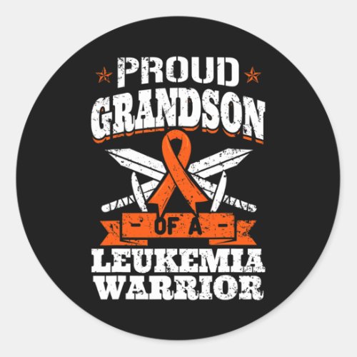 Grandson Of A Leukemia Warrior Awareness Blood Can Classic Round Sticker