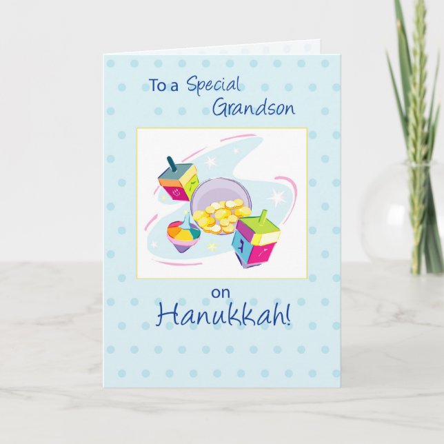 Grandson on Hanukkah Holiday Card (Front)