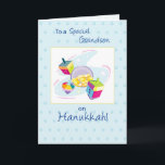 Grandson on Hanukkah Holiday Card<br><div class="desc">Fully Customizable. This card is fully designed on the inside.A matching card for granddaughternis available.</div>