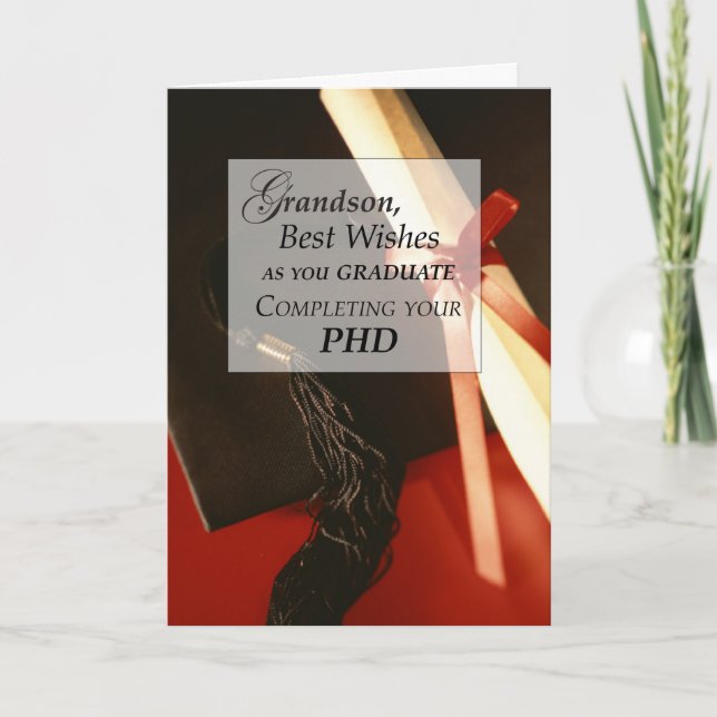 Grandson PHD, Doctorate, Graduation Wishes Card (Front)