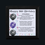 Grandson Poem - 18th Birthday Keepsake Box<br><div class="desc">A great gift for a grandson on his 18th birthday</div>