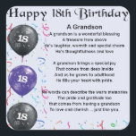 Grandson Poem - 18th Birthday Square Sticker<br><div class="desc">A great gift for a grandson on his 18th birthday</div>
