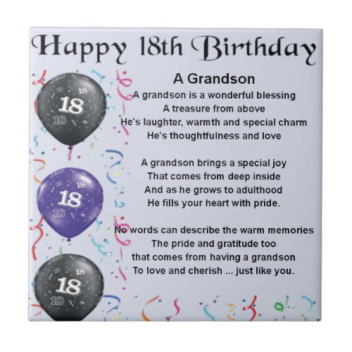 Grandson Poem _ 18th Birthday Tile