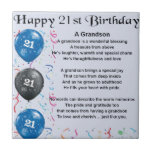 Grandson Poem  -  21st Birthday Tile<br><div class="desc">A great gift for a grandson on his 21st birthday</div>