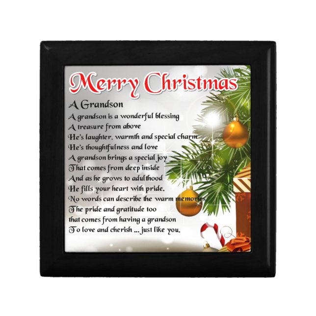 Grandson Poem - Christmas Design Keepsake Box (Front)